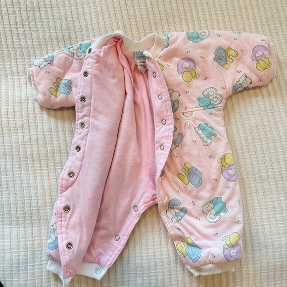 Bright Future Vintage Baby Girl One Piece Puffer Sleeper Alphabet Animal 0-3 mos - Picture 6 of 8